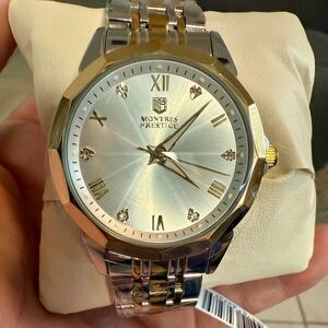 Men's Silver and Gold Watch